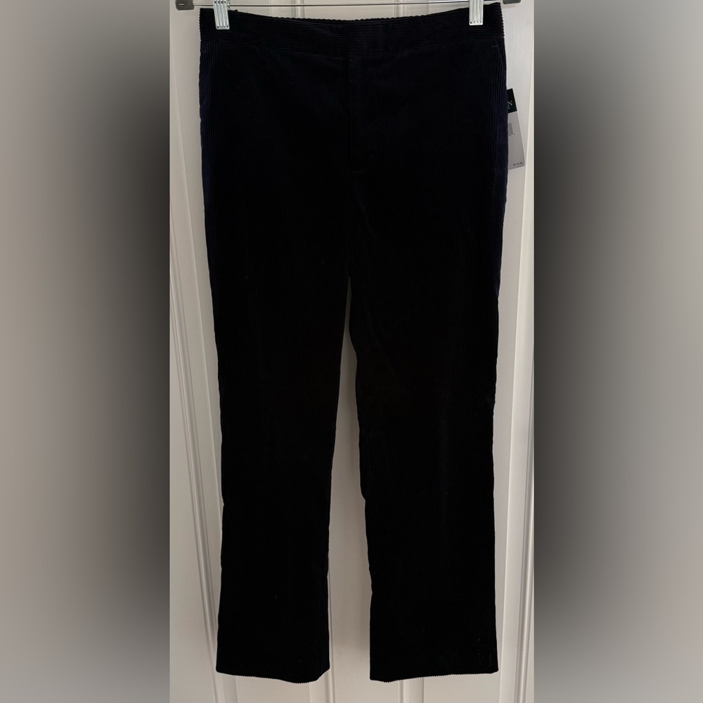 NWT Lauren Ralph Lauren Women's Navy Blue Straight Leg Trouser Corduroy Pants
